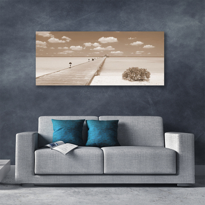 Tableaux sur toile Mer pont paysage sépia