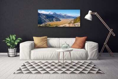 Tableaux sur toile Montagnes vallée paysage bleu brun