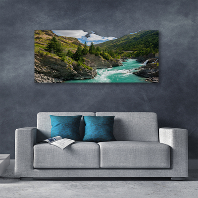 Tableaux sur toile Rivière des montagnes paysage bleu vert