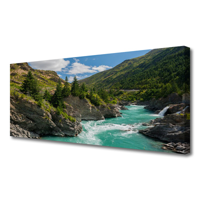 Tableaux sur toile Rivière des montagnes paysage bleu vert