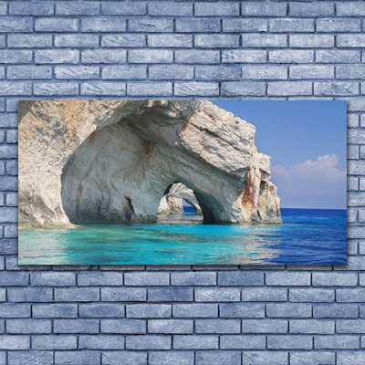 Tableaux sur toile Falaise mer eau paysage bleu blanc