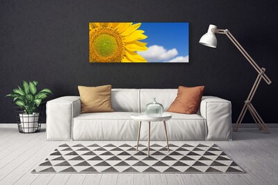Tableaux sur toile Tournesol nuages floral jaune or bleu