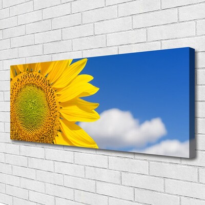 Tableaux sur toile Tournesol nuages floral jaune or bleu