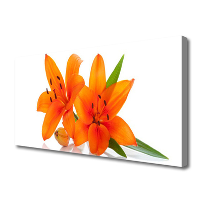 Tableaux sur toile Fleurs floral orange vert blanc