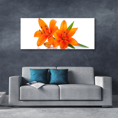 Tableaux sur toile Fleurs floral orange vert blanc