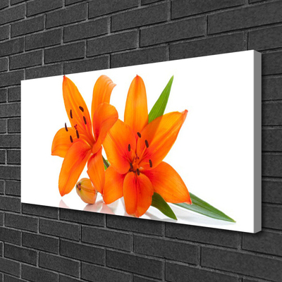 Tableaux sur toile Fleurs floral orange vert blanc