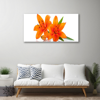 Tableaux sur toile Fleurs floral orange vert blanc