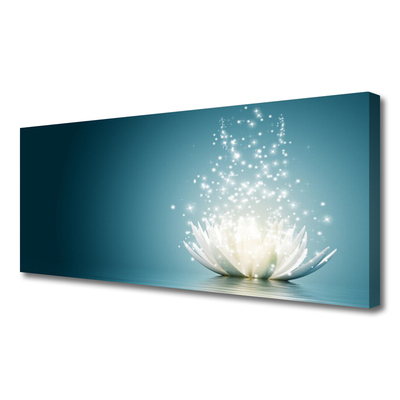 Tableaux sur toile Fleur de lotus floral bleu noir blanc