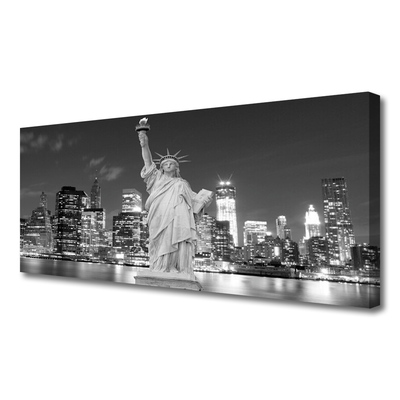 Tableaux sur toile Statue de la liberté new york bâtiments gris