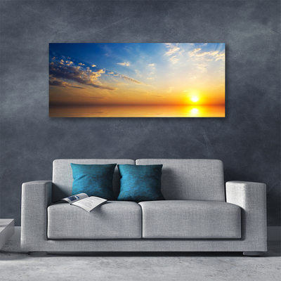 Tableaux sur toile Lever du soleil mer nuages paysage bleu orange