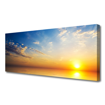 Tableaux sur toile Lever du soleil mer nuages paysage bleu orange