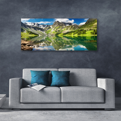 Tableaux sur toile Montagne lac paysage vert bleu