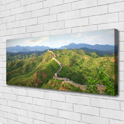 Tableaux sur toile Grande muraille de chine montagnes paysage vert bleu brun