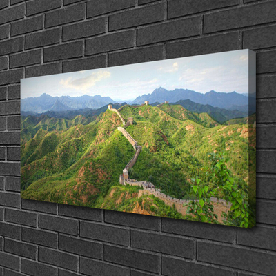 Tableaux sur toile Grande muraille de chine montagnes paysage vert bleu brun
