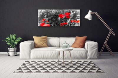 Tableaux sur toile Coquelicots floral rouge gris