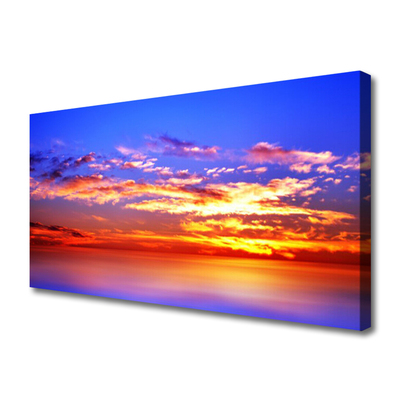 Tableaux sur toile Ciel nuages mer paysage bleu violet rouge