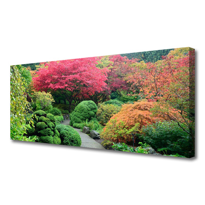 Tableaux sur toile Jardin fleurs arbre nature rose vert orange