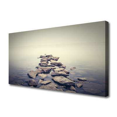 Tableaux sur toile Pierres eau paysage blanc gris