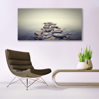 Tableaux sur toile Pierres eau paysage blanc gris