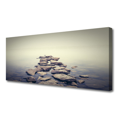 Tableaux sur toile Pierres eau paysage blanc gris