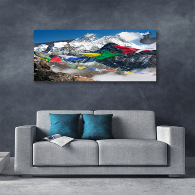 Tableaux sur toile Montagnes paysage bleu gris blanc
