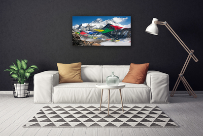 Tableaux sur toile Montagnes paysage bleu gris blanc