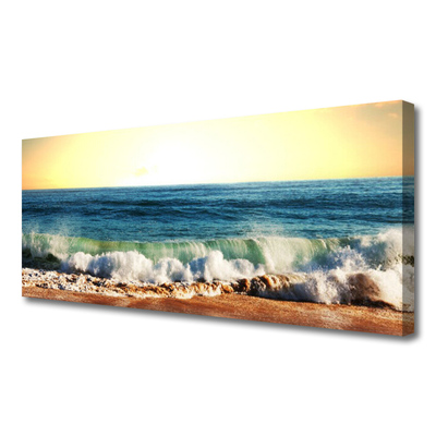 Tableaux sur toile Mer plage paysage brun bleu