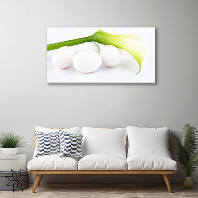 Tableaux sur toile Œufs floral blanc vert