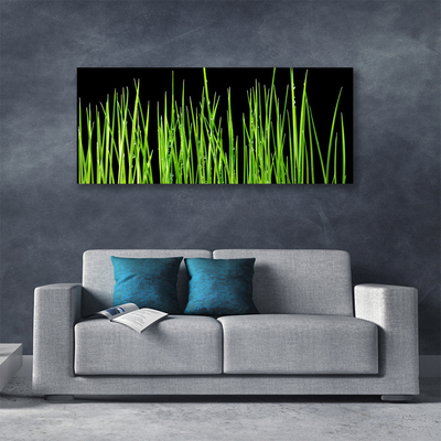 Tableaux sur toile Herbe floral vert noir