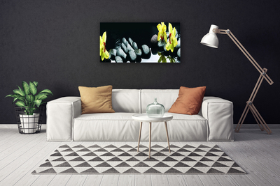 Tableaux sur toile Fleurs pierres floral jaune noir