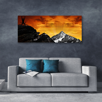 Tableaux sur toile Montagnes paysage orange gris noir