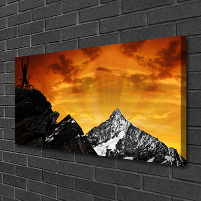 Tableaux sur toile Montagnes paysage orange gris noir