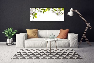 Tableaux sur toile Fleurs feuilles nature blanc vert