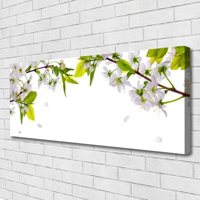 Tableaux sur toile Fleurs feuilles nature blanc vert