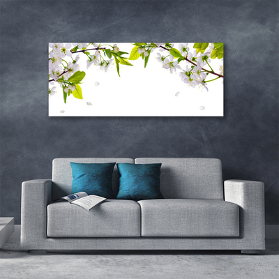 Tableaux sur toile Fleurs feuilles nature blanc vert