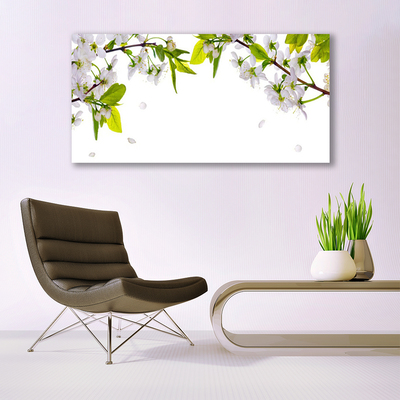 Tableaux sur toile Fleurs feuilles nature blanc vert