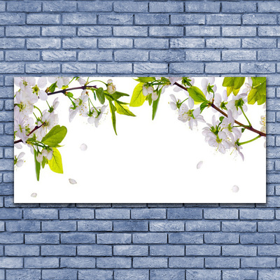 Tableaux sur toile Fleurs feuilles nature blanc vert