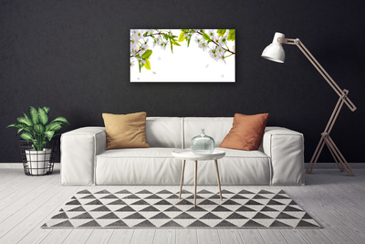 Tableaux sur toile Fleurs feuilles nature blanc vert