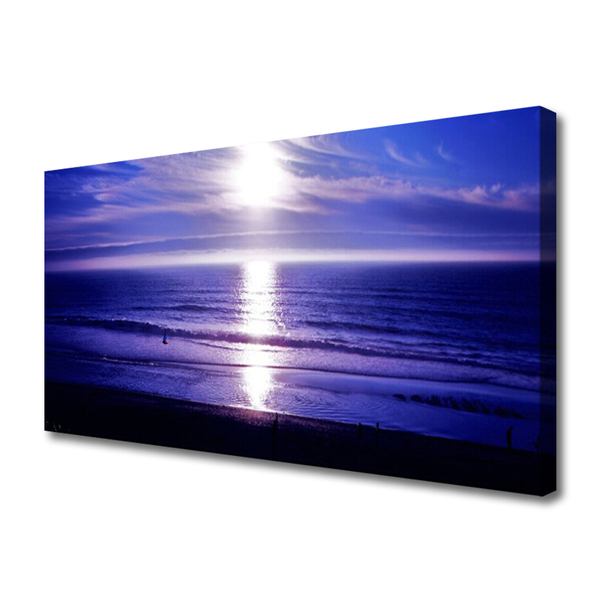 Tableaux sur toile Mer soleil paysage blanc violet