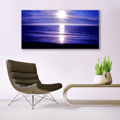 Tableaux sur toile Mer soleil paysage blanc violet
