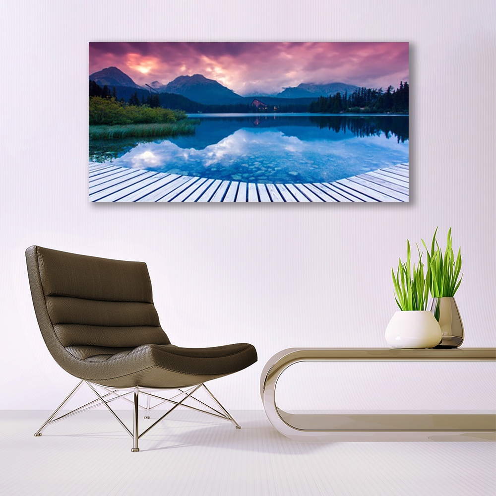 Tableau Sur Toile Tulup 100x50cm - Lac Dans Les Montagnes - Paysage Moderne - Encadré