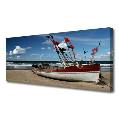 Tableaux sur toile Mer plage plage paysage bleu rouge blanc brun