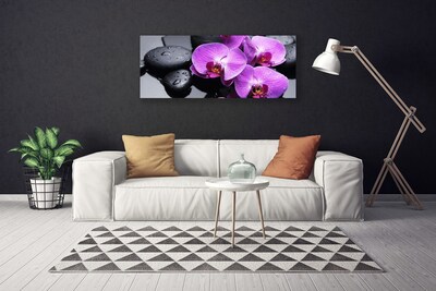 Tableaux sur toile Fleurs pierres floral violet noir