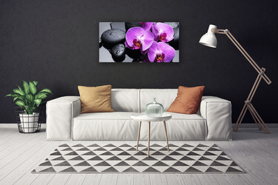 Tableaux sur toile Fleurs pierres floral violet noir