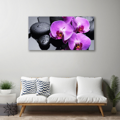 Tableaux sur toile Fleurs pierres floral violet noir