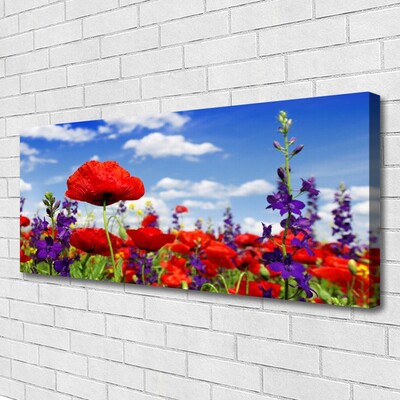 Tableaux sur toile Fleurs nature rouge bleu violet vert