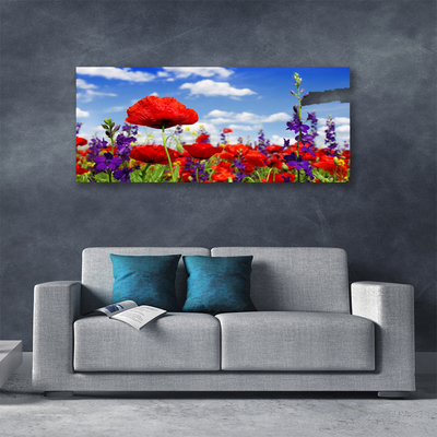 Tableaux sur toile Fleurs nature rouge bleu violet vert