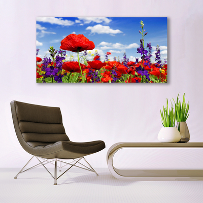 Tableaux sur toile Fleurs nature rouge bleu violet vert