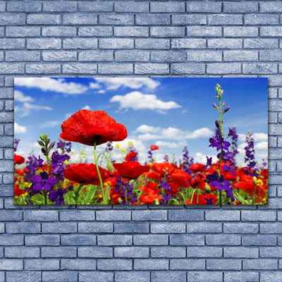 Tableaux sur toile Fleurs nature rouge bleu violet vert