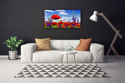 Tableaux sur toile Fleurs nature rouge bleu violet vert